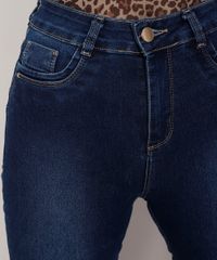 Calça Jeans Sawary Skinny Feminina Cintura Alta Azul Escuro cintura