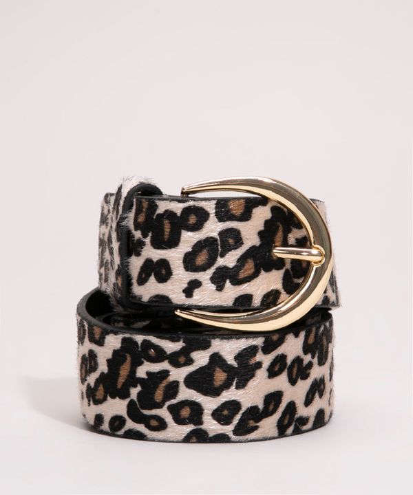 cinto médio com fivela estampa animal print multicor 105CM