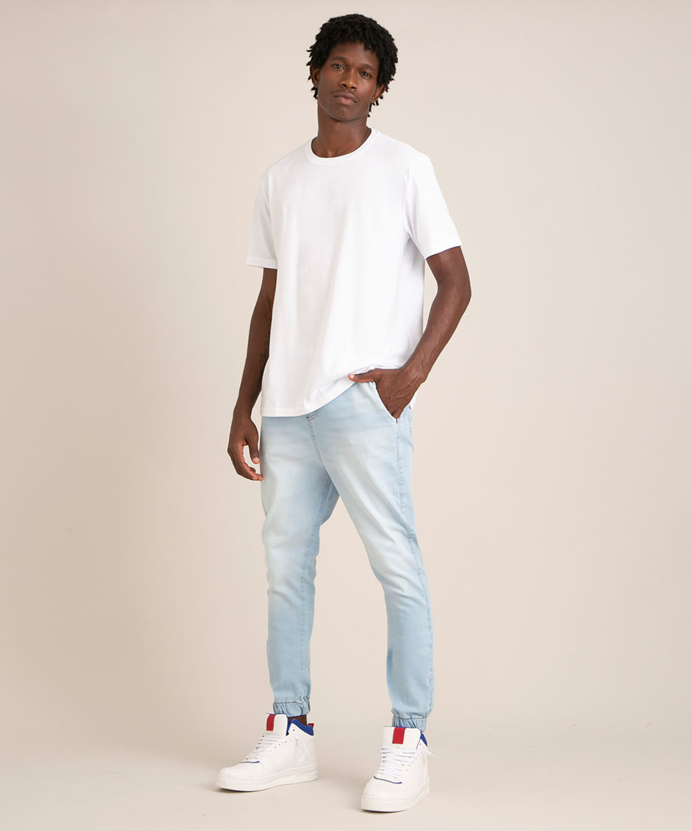 Calça Jeans Masculina Jogger Skinny Azul Claro