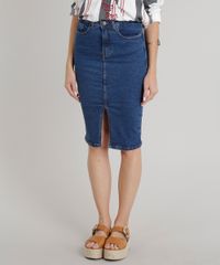 Saia-Jeans-Feminina-Lapis-com-Fenda-Azul-Escuro-9328856-Azul_Escuro_1