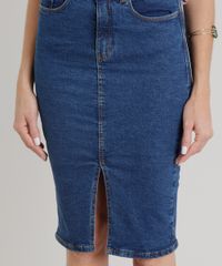 Saia-Jeans-Feminina-Lapis-com-Fenda-Azul-Escuro-9328856-Azul_Escuro_4