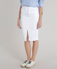 Saia-de-Sarja-Feminina-Lapis-com-Fenda-Branca-9328480-Branco_1