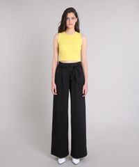 Calca-Feminina-Pantalona-de-Malha-com-Faixa-para-Amarrar-Preta-9253251-Preto_5