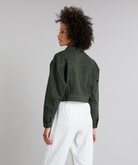 Jaqueta-de-Sarja-Feminina-Oversized-Cropped-Transpassada-com-Bolsos-Verde-9314908-Verde_5