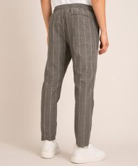 Calça Estampada Xadrez Jogger Slim Chumbo costas