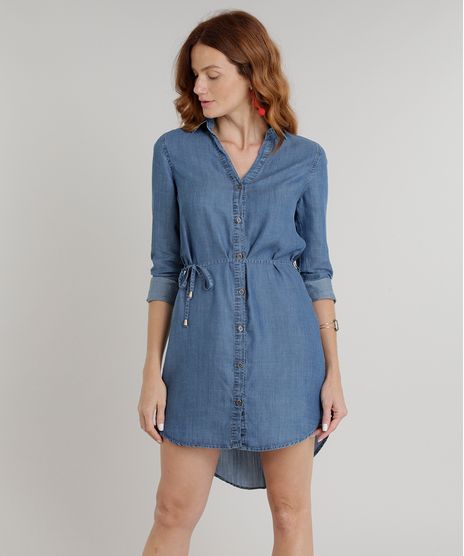 Vestido-Chemise-Jeans-Feminino-com-Cinto-Manga-Longa-Azul-Medio-9274703-Azul_Medio_1