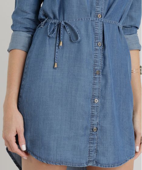 chemise jeans feminina