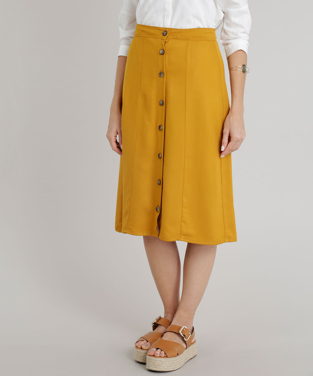 Saia-Midi-Feminina-com-Botoes-Naturais-Mostarda-9271812-Mostarda_1