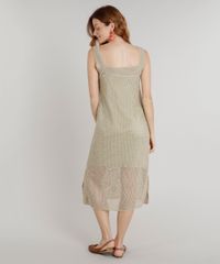 Vestido-Feminino-Midi-em-Croche-Sem-Manga-Decote-Redondo-Kaki-9260415-Kaki_2