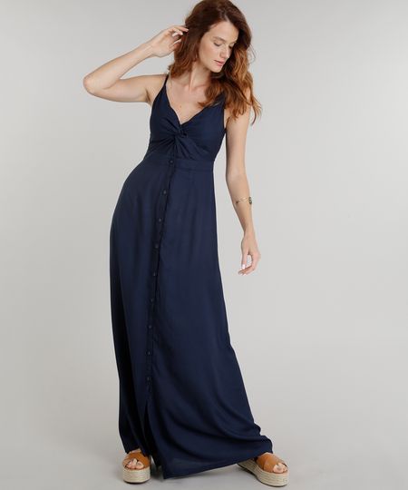 Vestido-Feminino-Longo-com-No-e-Botoes-Alcas-Finas-Decote-V-Azul-Marinho-9186294-Azul_Marinho_1 Vestido-Feminino-Longo-com-No-e-Botoes-Alcas-Finas-Decote-V-Azul-Marinho-9186294-Azul_Marinho_1