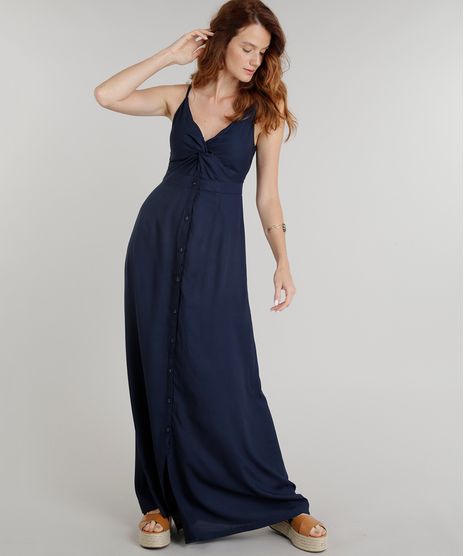 Vestido-Feminino-Longo-com-No-e-Botoes-Alcas-Finas-Decote-V-Azul-Marinho-9186294-Azul_Marinho_1