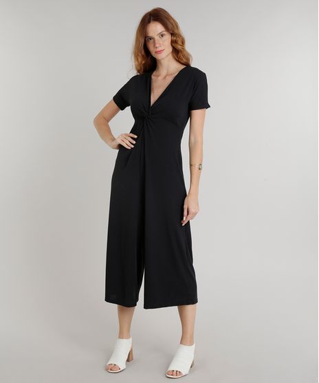 Macacao-Feminino-Pantacourt-Canelado-com-No-Manga-Curta-Decote-V-Preto-9310784-Preto_1