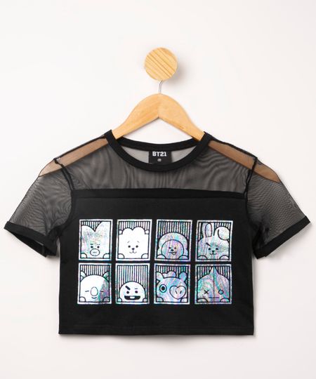 blusa-cropped-juvenil-de-algodao-bt21-com-tule-manga-curta-preta-1011970-Preto_1 blusa-cropped-juvenil-de-algodao-bt21-com-tule-manga-curta-preta-1011970-Preto_1