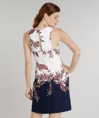 Vestido-Feminino-Curto-Estampado-Floral-Sem-Manga-Decote-Redondo-Bege-Claro-9245843-Bege_Claro_2