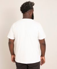 Camiseta Plus Size Manga Curta Estampada Branca costas