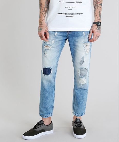 Calca-Jeans-Masculina-Tapered-Destroyed-Azul-Claro-9202699-Azul_Claro_1