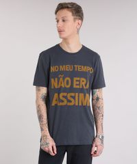 Camiseta-Masculina--No-Meu-Tempo-Nao-Era-Assim--Manga-Curta-Gola-Careca-Chumbo-9229114-Chumbo_1