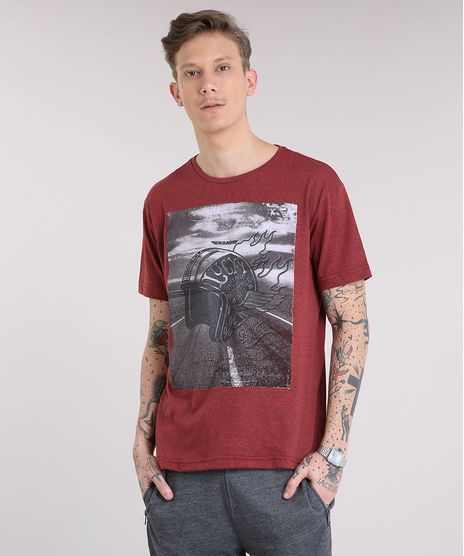 Camiseta-Masculina--Motorcycle--Manga-Curta-Gola-Careca-Vermelha-9223842-Vermelho_1