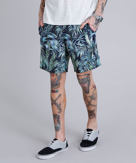 Short-Masculino-Estampado-de-Folhagem-com-Bolsos-Preto-9159014-Preto_1 Short-Masculino-Estampado-de-Folhagem-com-Bolsos-Preto-9159014-Preto_1