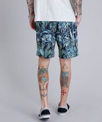 Short-Masculino-Estampado-de-Folhagem-com-Bolsos-Preto-9159014-Preto_2