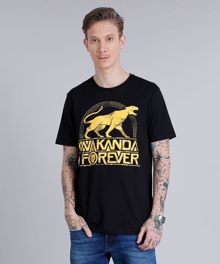 Camiseta Wakanda Pantera Negra Forever Frente Camiseta Wakanda Pantera Negra Forever Frente