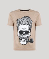 Camiseta-Masculina-com-Estampa-de-Caveira-Manga-Curta-Gola-Careca-Bege-9253176-Bege_5