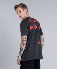 Camiseta-Masculina--Stay-Away--com-Bolso-Manga-Curta-Gola-Careca-Cinza-Mescla-Escuro-9189509-Cinza_Mescla_Escuro_2