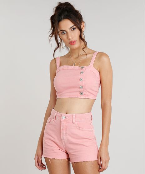 Top-Cropped-de-Sarja-Feminino-com-Botoes-Rosa-9334818-Rosa_1