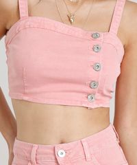 Top-Cropped-de-Sarja-Feminino-com-Botoes-Rosa-9334818-Rosa_4