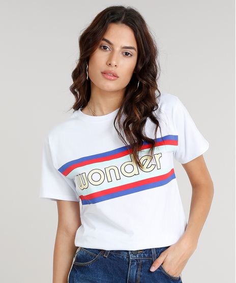 Blusa-Feminina--Wonder--com-Listras-Manga-Curta-Decote-Redondo-Branca-9318436-Branco_1