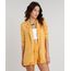 Blazer-Feminino-Longo-Listrado-com-Fenda-Manga-Longa-Mostarda-9185814-Mostarda_1