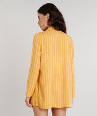 Blazer-Feminino-Longo-Listrado-com-Fenda-Manga-Longa-Mostarda-9185814-Mostarda_2