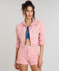 Jaqueta-de-Sarja-Feminina-Cropped-com-Bolsos-Manga-Longa-Rosa-9334161-Rosa_1