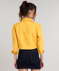 Jaqueta-de-Sarja-Feminina-Cropped-com-Bolsos-Manga-Longa-Mostarda-9334162-Mostarda_2