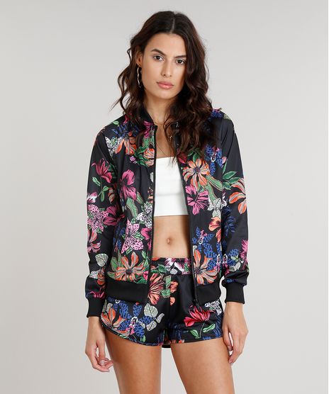Jaqueta-Feminina-Bomber-Estampada-Floral-com-Bolsos-Manga-Longa-Preta-9108252-Preto_1