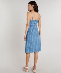 Vestido-Jeans-Feminino-Midi-Transpassado-Listrado-com-Vazado-Alcas-Finas-Decote-V-Azul-Claro-9273119-Azul_Claro_2