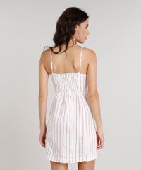 Vestido-Feminino-Curto-Listrado-com-Botoes-em-Linho-Coral-9188347-Coral_2