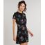 Vestido-Feminino-Curto-Estampado-de-Pranchas-e-Flores-Com-Recorte-Vazado-Manga-Curta-Decote-Redondo-Preto-9086790-Preto_1