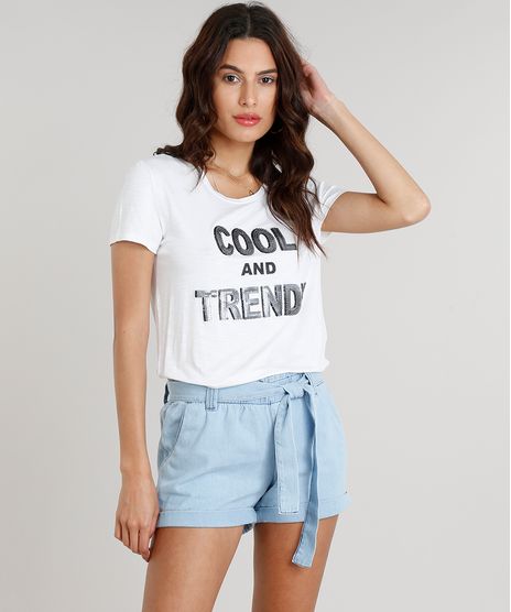 Blusa-Feminina--Cool-and-Trendy--com-Paetes-Manga-Curta-Decote-Redondo-Off-White-9298012-Off_White_1