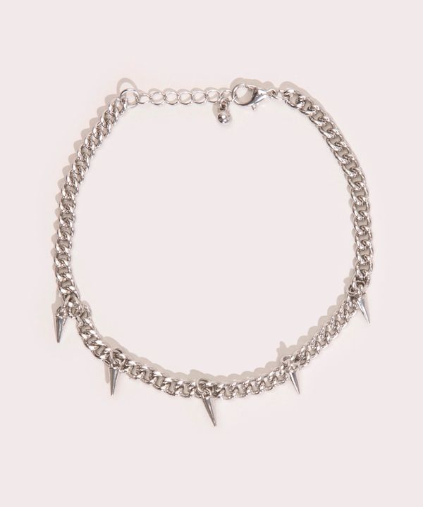 pulseira de corrente com spikes prateado Único