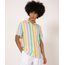 Camiseta de Viscose Listrada Manga Curta Relaxed frente