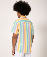 Camiseta de Viscose Listrada Manga Curta Relaxed costas