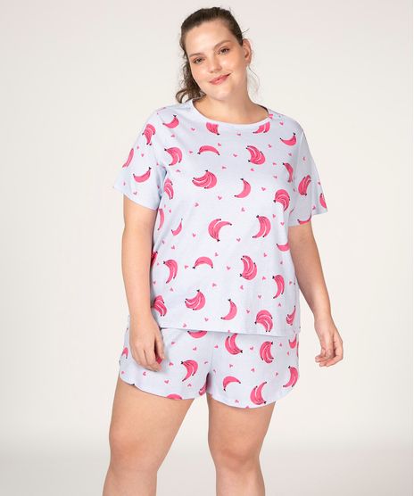 pijama-plus-size-manga-curta-de-algodao-estampado-banana-azul-claro-1004671-Azul_Claro_1