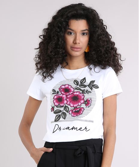 Blusa-Feminina--Dreamer--com-Estampa-Floral-Manga-Curta-Decote-Redondo-Off-White-9249367-Off_White_1