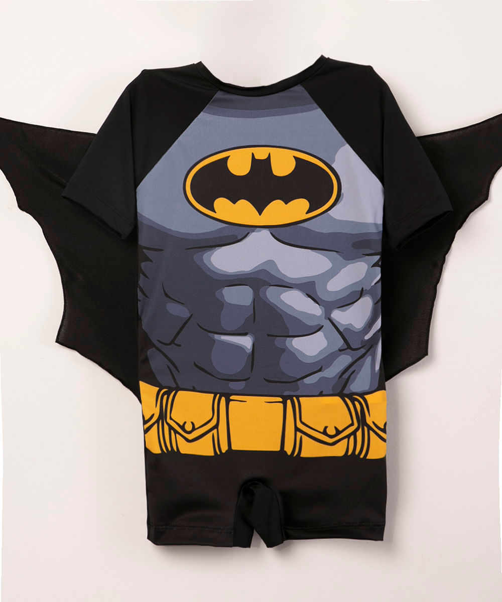 fantasia infantil batman com asa com proteção uv50 preto