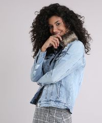 Jaqueta-Jeans-Feminina-Destroyed-com-Pelo-Removivel-Manga-Longa-Azul-Claro-9148050-Azul_Claro_1