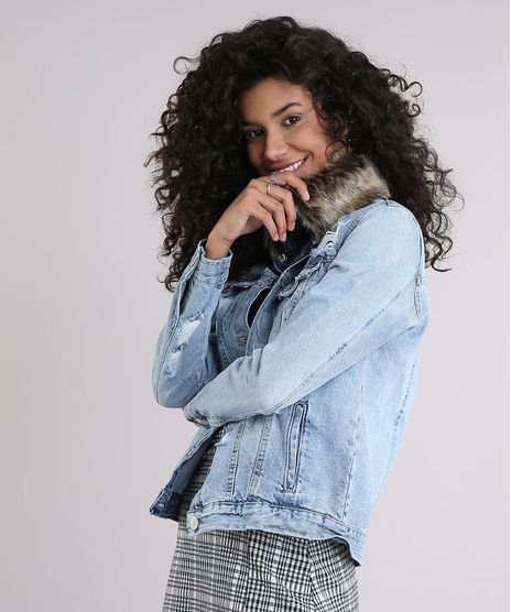 Jaqueta-Jeans-Feminina-Destroyed-com-Pelo-Removivel-Manga-Longa-Azul-Claro-9148050-Azul_Claro_1