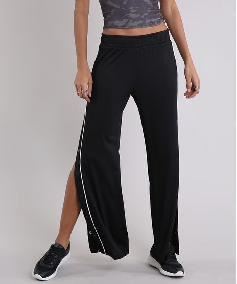 Calca-Feminina-Esportiva-Pantalona-com-Botoes-na-Lateral-e-Vivo-Contrastante-Preta-9231178-Preto_1