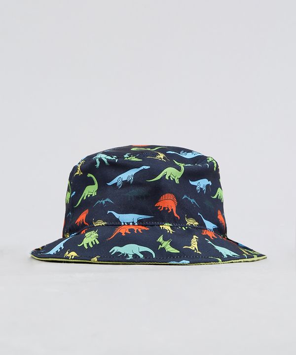Chapéu Infantil Estampado de Dinossauros Azul Marinho PP