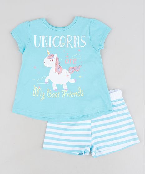 Pijama-Infantil-Unicornio-com-Glitter-Manga-Curta-Azul-9288066-Azul_1